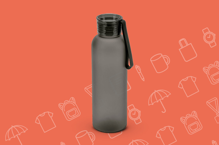 Garrafa  cinzenta em rPET com acabamento mate 600 mL